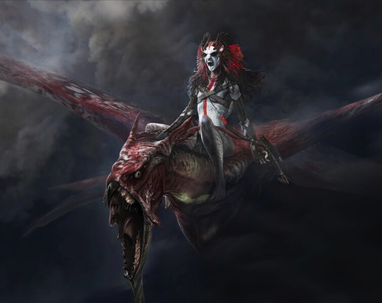 Varang riding a Night Wraith - Costume Concept by Wētā Workshop