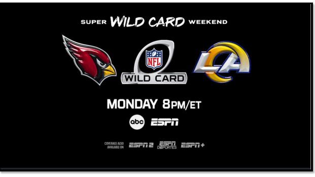 ESPN Presents and Surrounds the Monday Night Wild Card Matchup Between the Arizona Cardinals and the Los Angeles Rams
