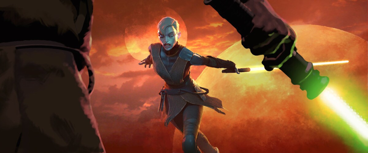 Asajj Ventress duelling Quinlan Voss