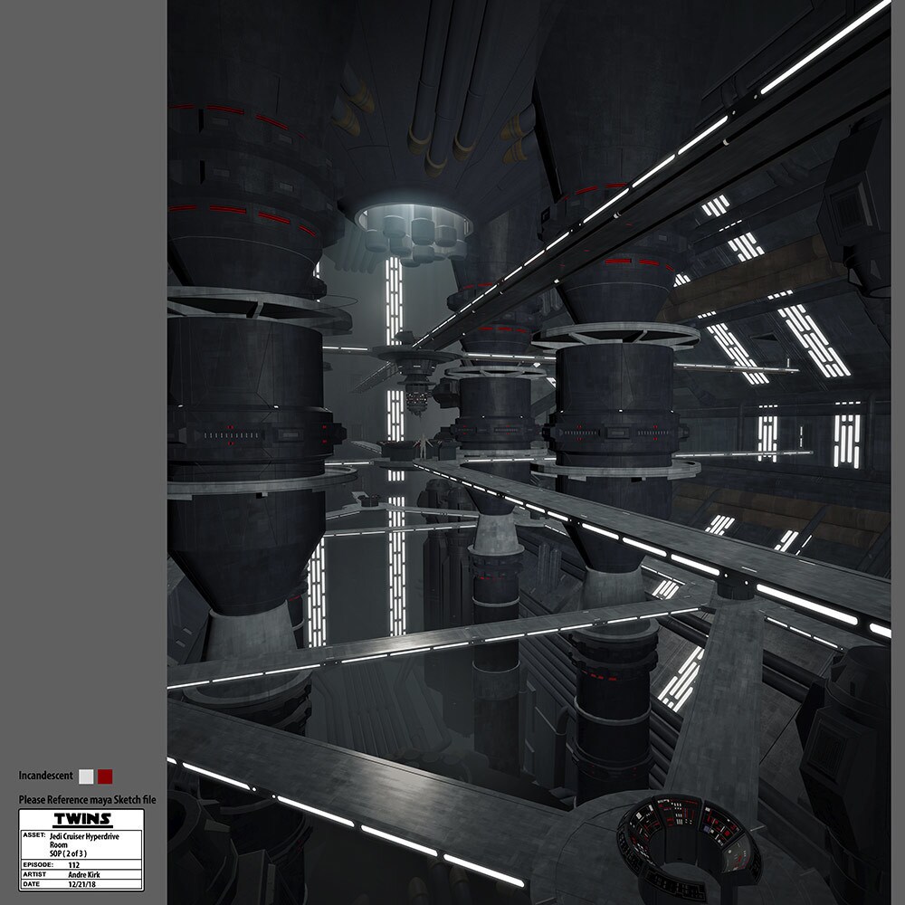 Jedi cruiser hyperdrive room by Andre Kirk