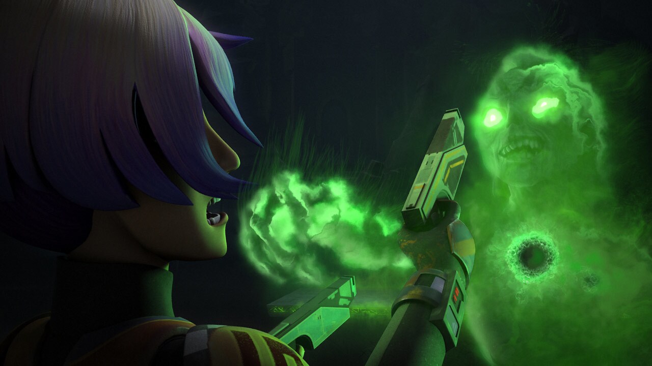 When Sabine and Ezra enter, the specters possess their bodies.