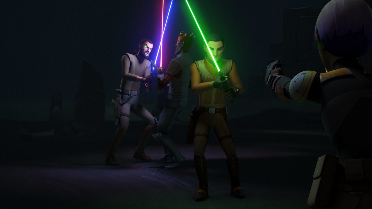Under the influence of the Nightsister spirits, they attack Maul and Ezra. Maul leads the Padawan...