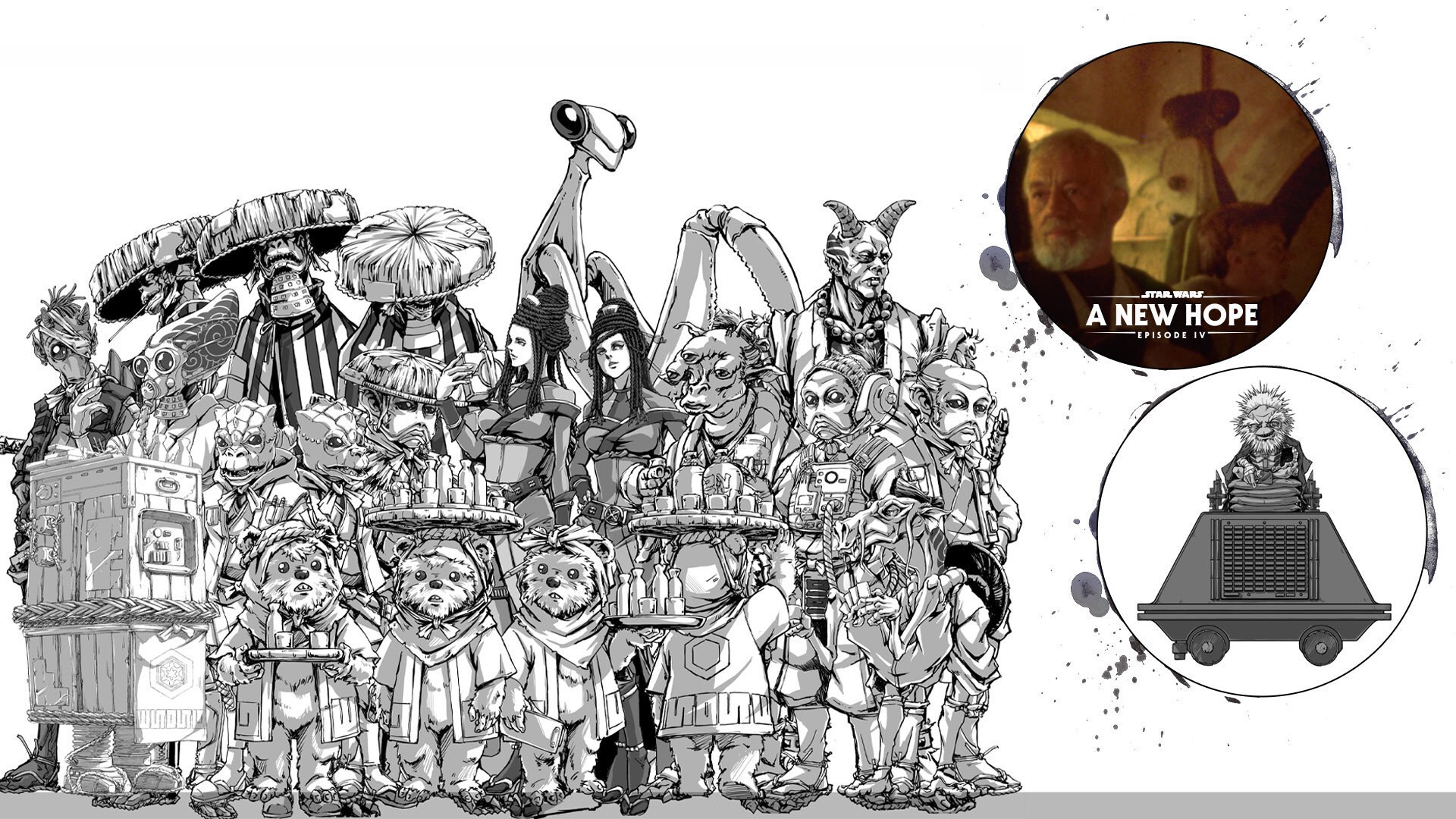 Easter eggs in the sequel to “The Duel” include a gonk droid serving oden stew and sake, a Yam'rii alien pulled from the background of the cantina in Star Wars: A New Hope, and a modified mouse droid that helps Oyabun Que-Dama get around.