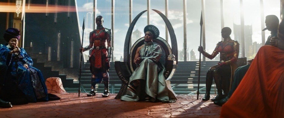 King T'Challa's mother sits on the throne in Marvel Studios' Black Panther: Wakanda Forever