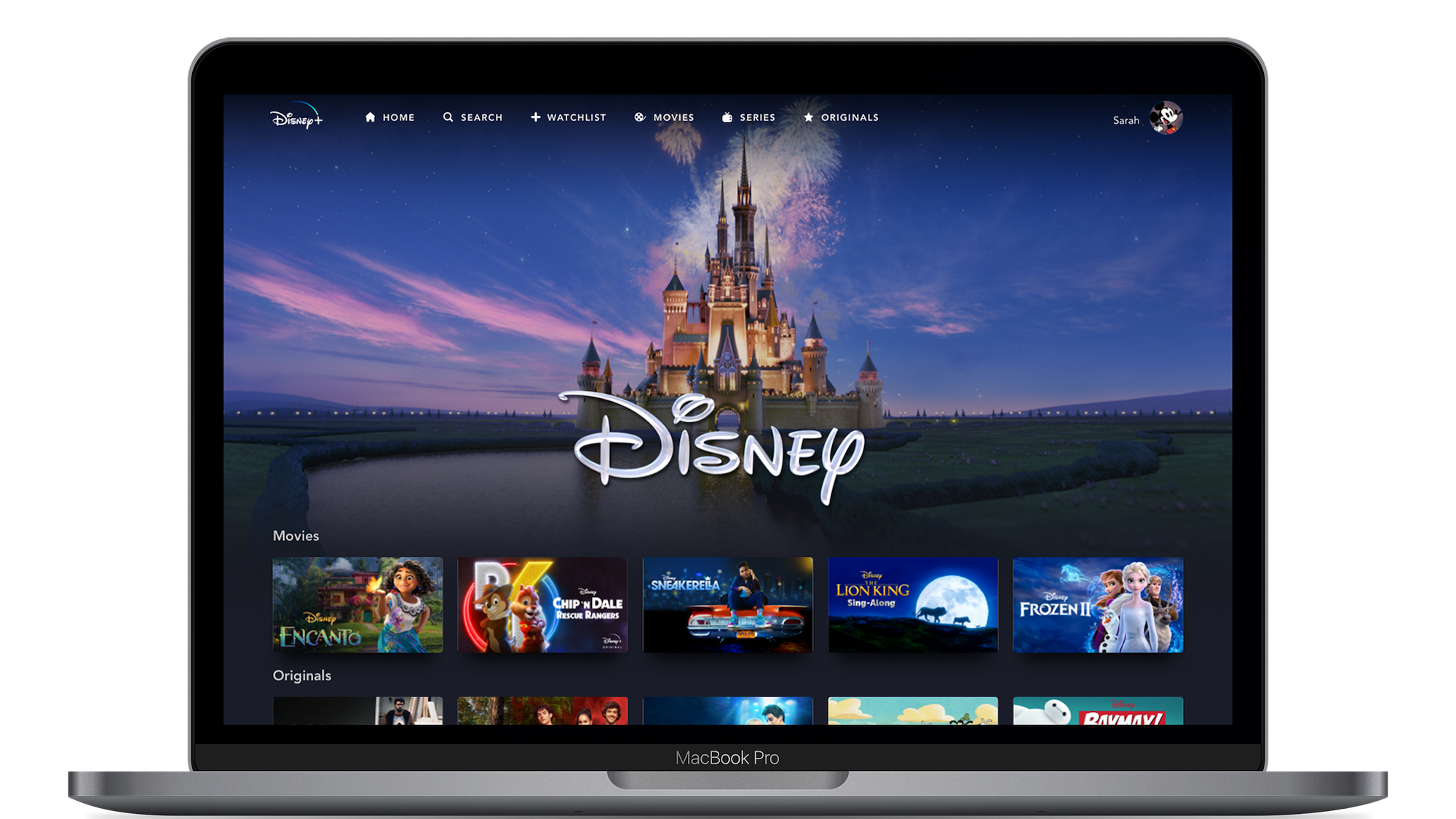 Disney+ Branding Landing Page on Web Device