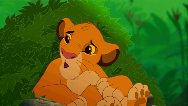 Young Simba with Timon laughing