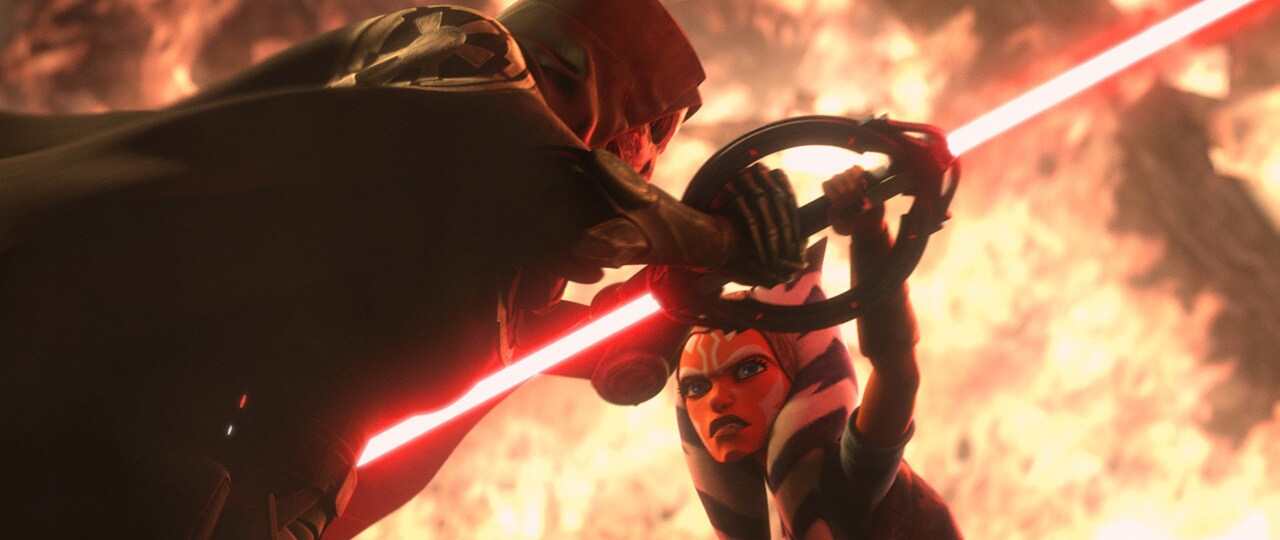 Ahsoka duels with an Inquisitor
