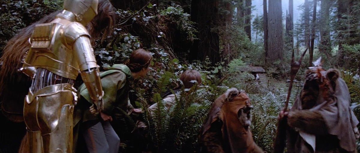 The Ewoks preparing to help the Rebel strike team attack the shield generator bunker The Ewoks preparing to help the Rebel strike team attack the shield generator bunker