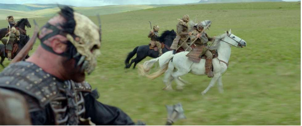 People race on horses in the Disney+ Original series Willow