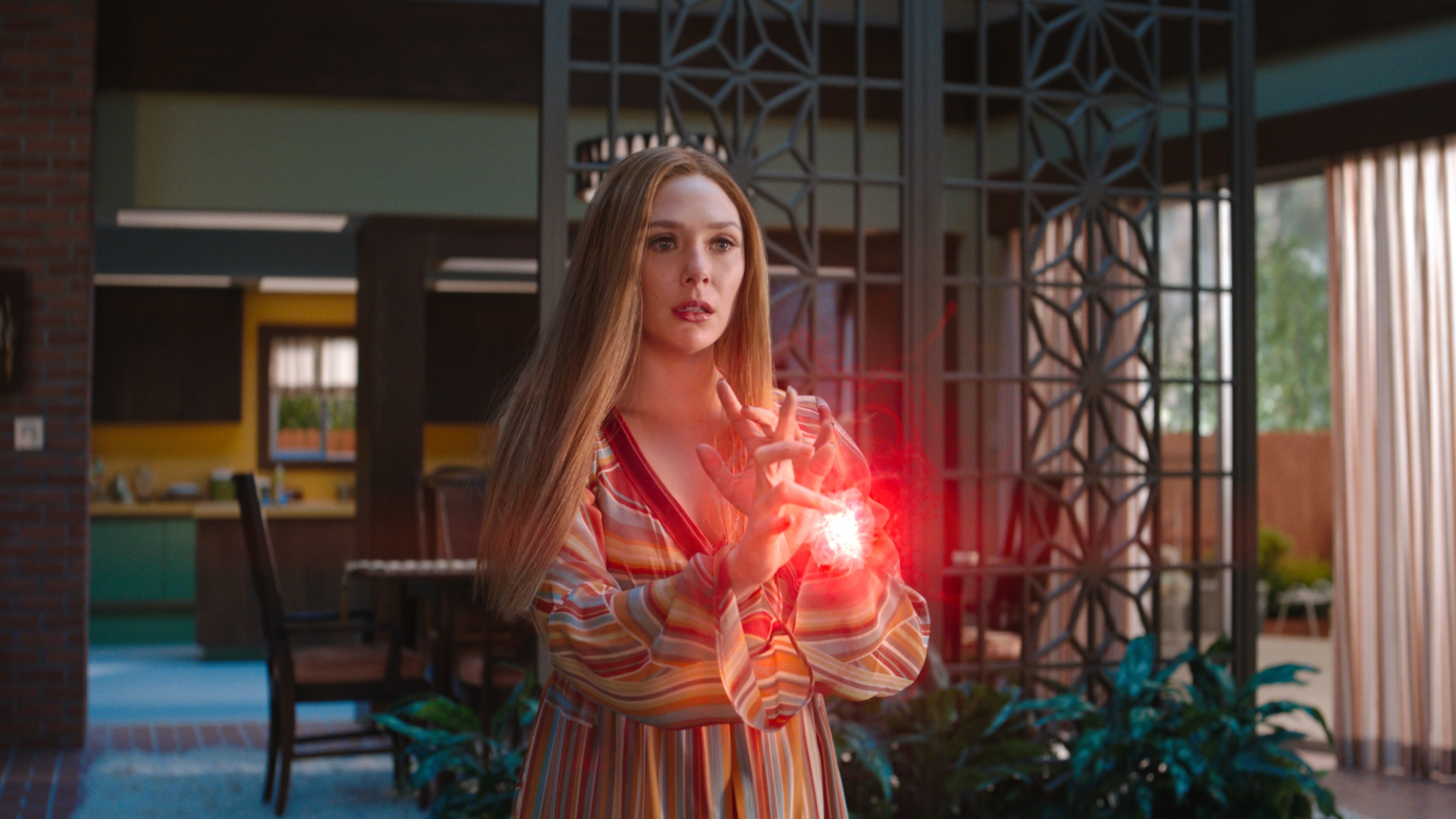 Elizabeth Olsen as Wanda Maximoff in Marvel Studios' WANDAVISION exclusively on Disney+. Photo courtesy of Marvel Studios. ©Marvel Studios 2021. All Rights Reserved.