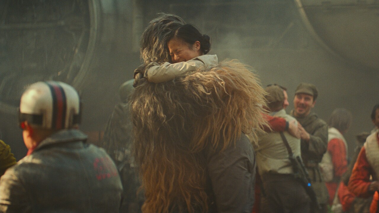 Chewie and Rose hug
