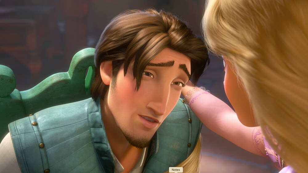 Flynn Rider giving Rapunzel "the smolder" in the movie "Tangled"