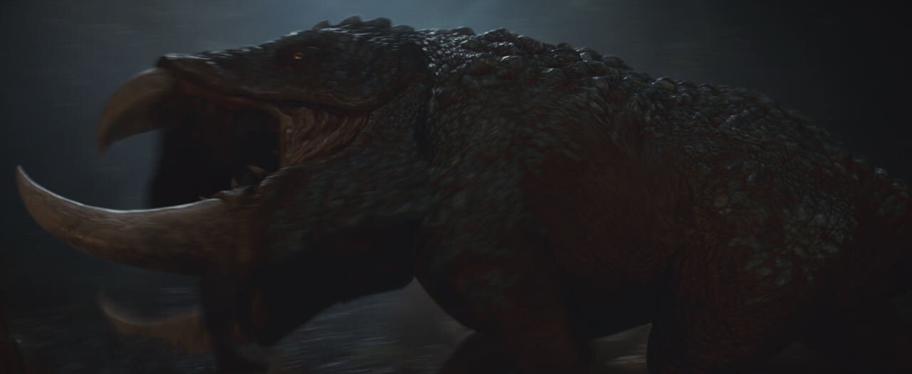 The Yavinian Doodar, a creature designed by Alexander Dudar, in Andor Season 2.