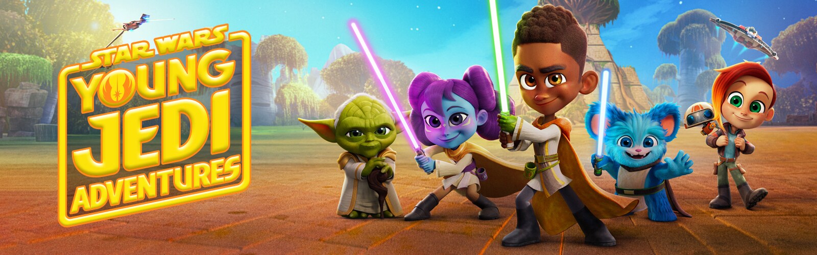 Young Jedi Adventures key art and logo